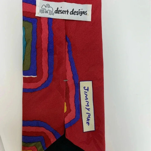 Desert Designs Jimmy Pike NECKTIE Neck Tie 100% Italian SILK Art To Wear Red - Picture 5 of 5